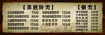 价目表