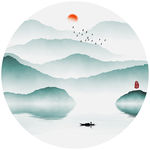 意境水墨山水挂画