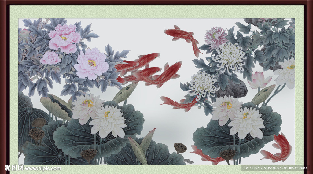 荷花鲤鱼图
