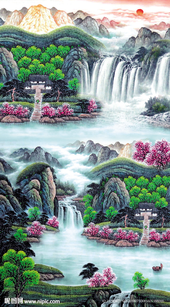 山水国画玄关