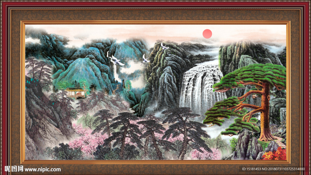 国画迎客松