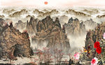 花鸟山水国画风景画背景墙装饰画