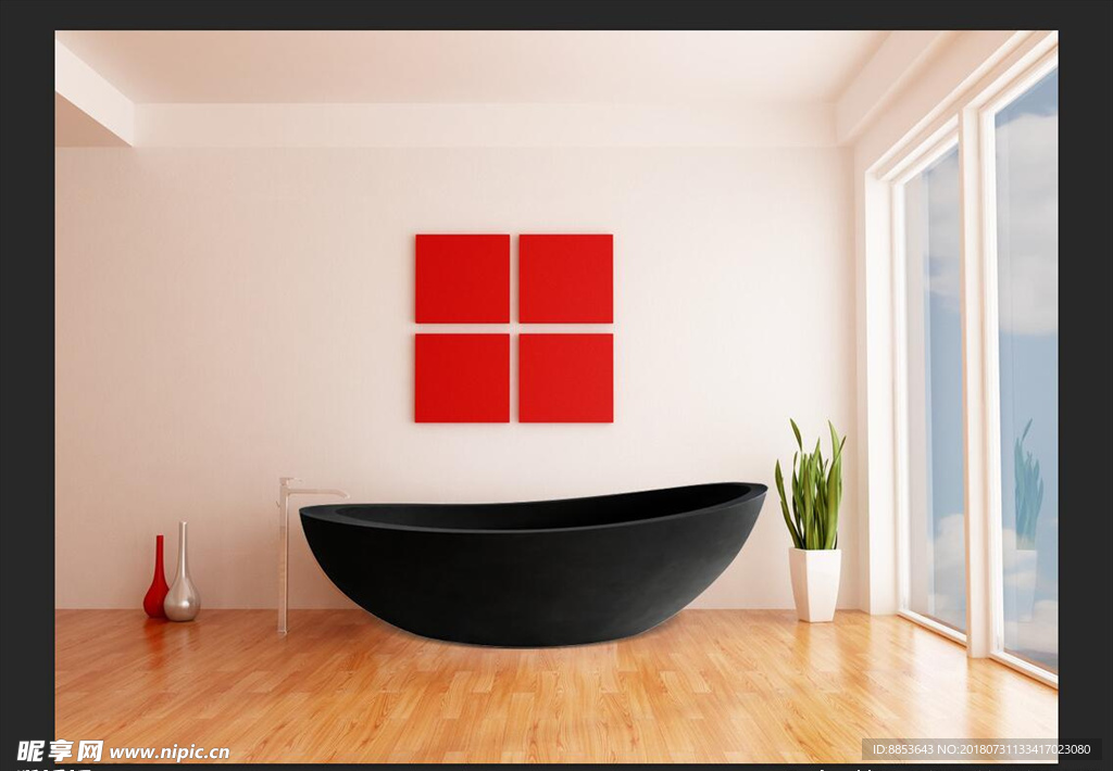 浴室阳台黑色浴缸