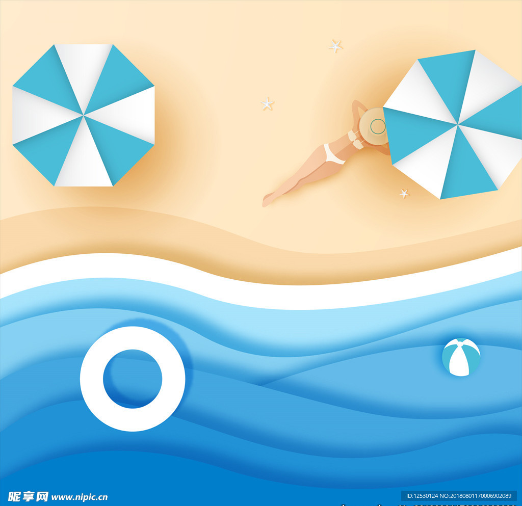 矢量沙滩海滩比基尼小姐