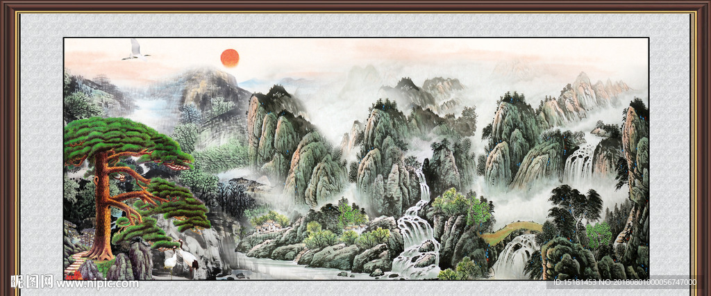 国画迎客松