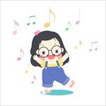 小孩 玩耍 唱歌 跳舞 音符
