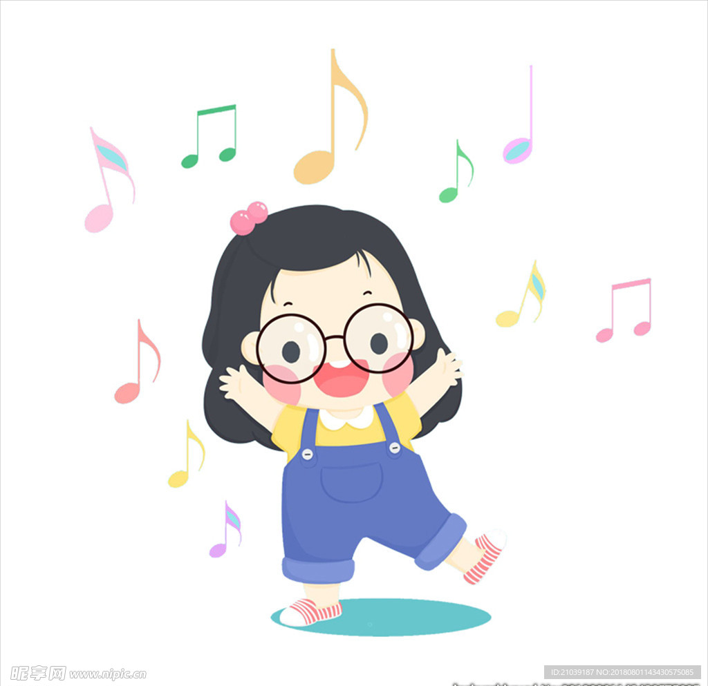 小孩 玩耍 唱歌 跳舞 音符