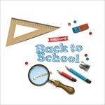 开学季 文具，铅笔 放大镜 橡