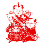 福娃娃剪纸