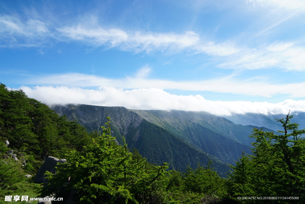 蓝天下的大山风光