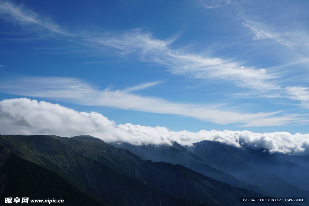 蓝天下的高山风光