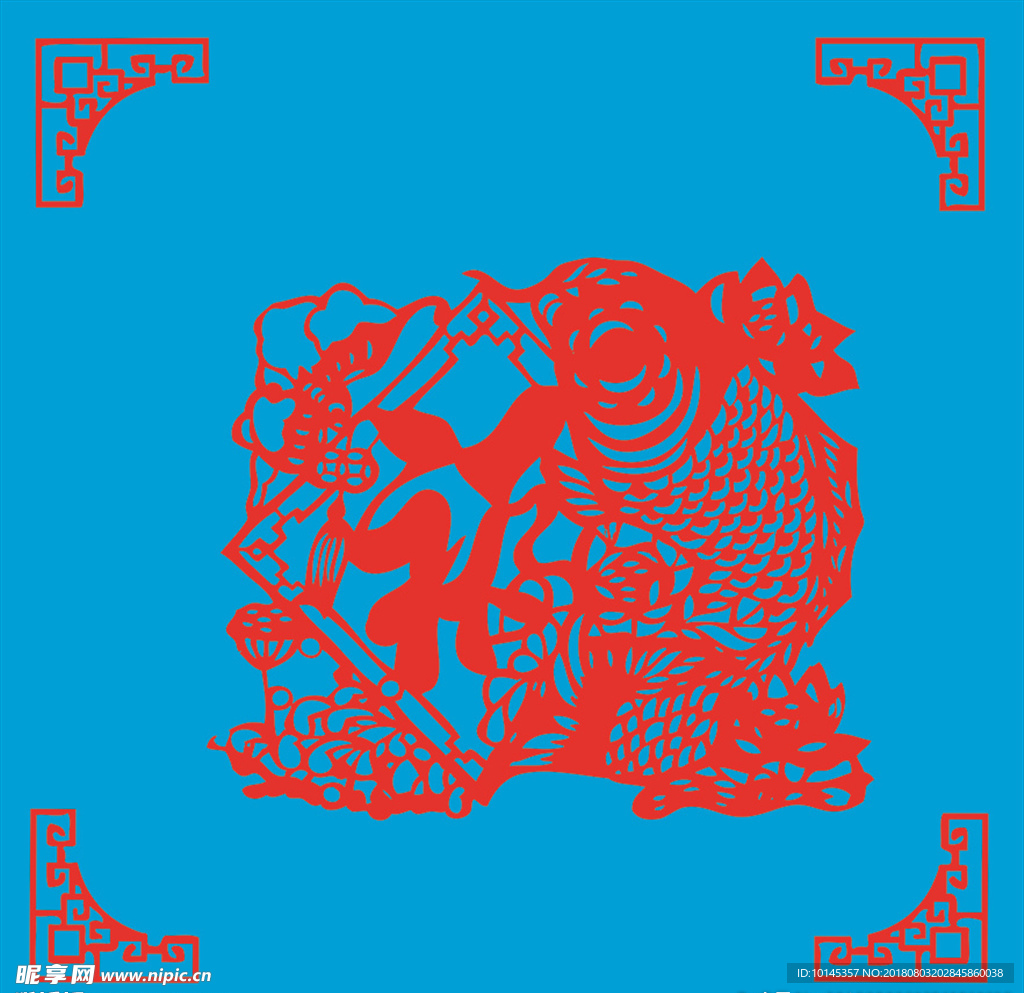莲年有余福剪纸