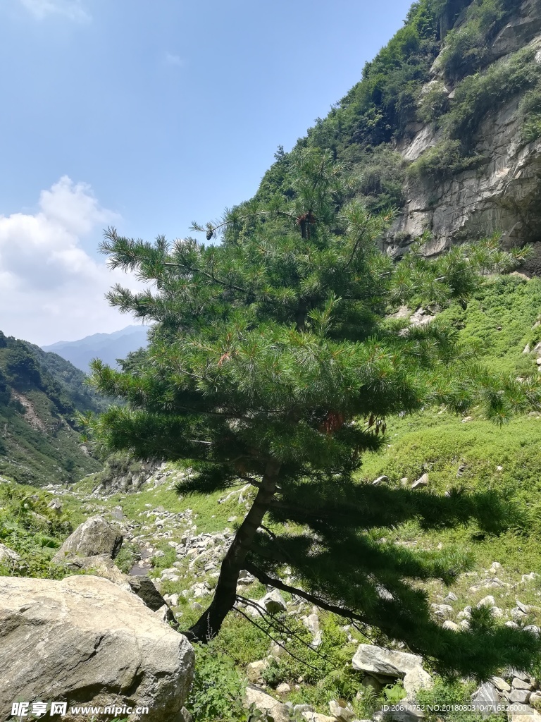 蓝天下的高山风光