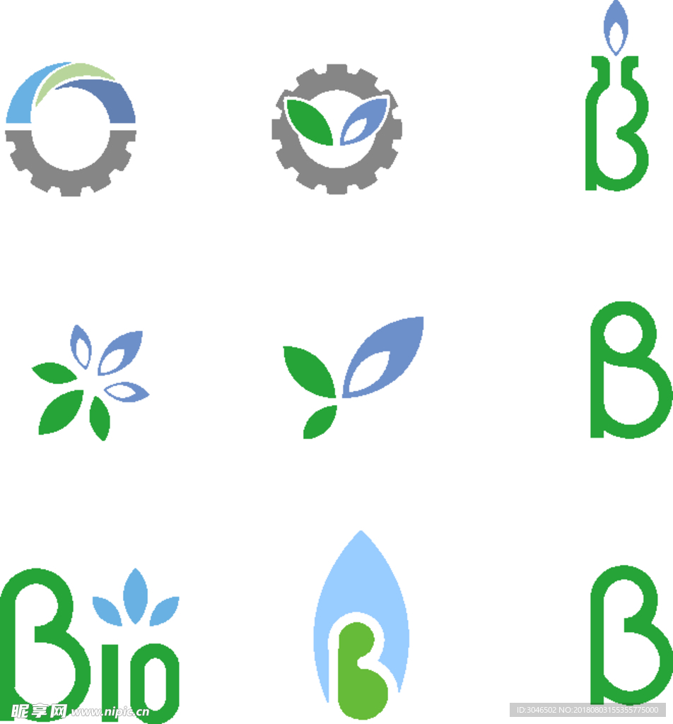 绿色叶子字母B标志logo图标
