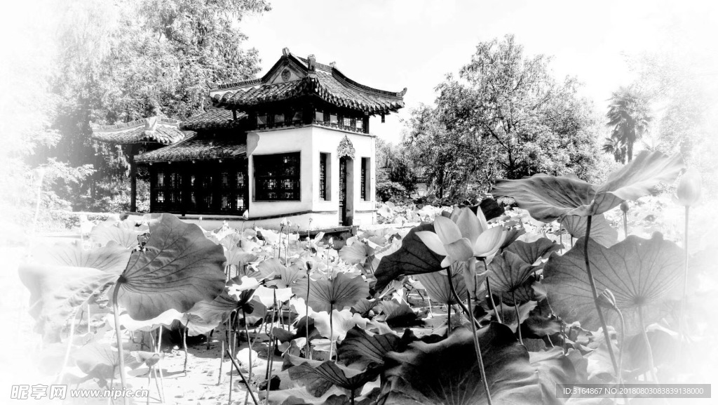 庭院墨画  大自然风景