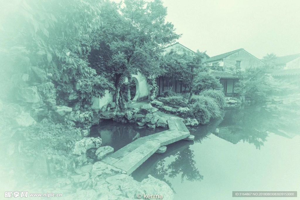 庭院墨画  大自然风景