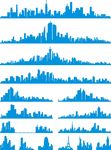 蓝色城市剪影矢量图