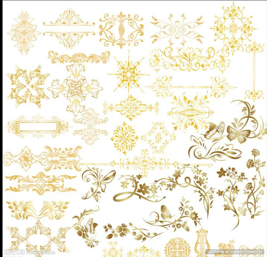 金色 花纹 边框 底纹 古纹