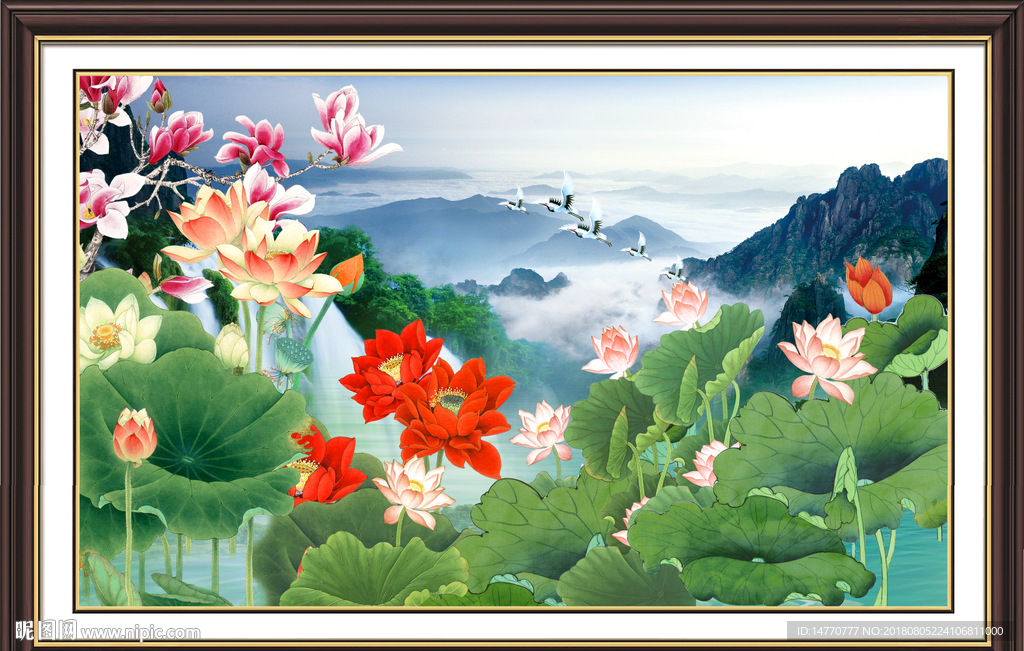 荷花山水风景