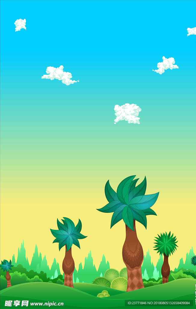 卡通蓝天白云背景