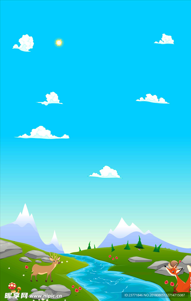 卡通蓝天白云背景