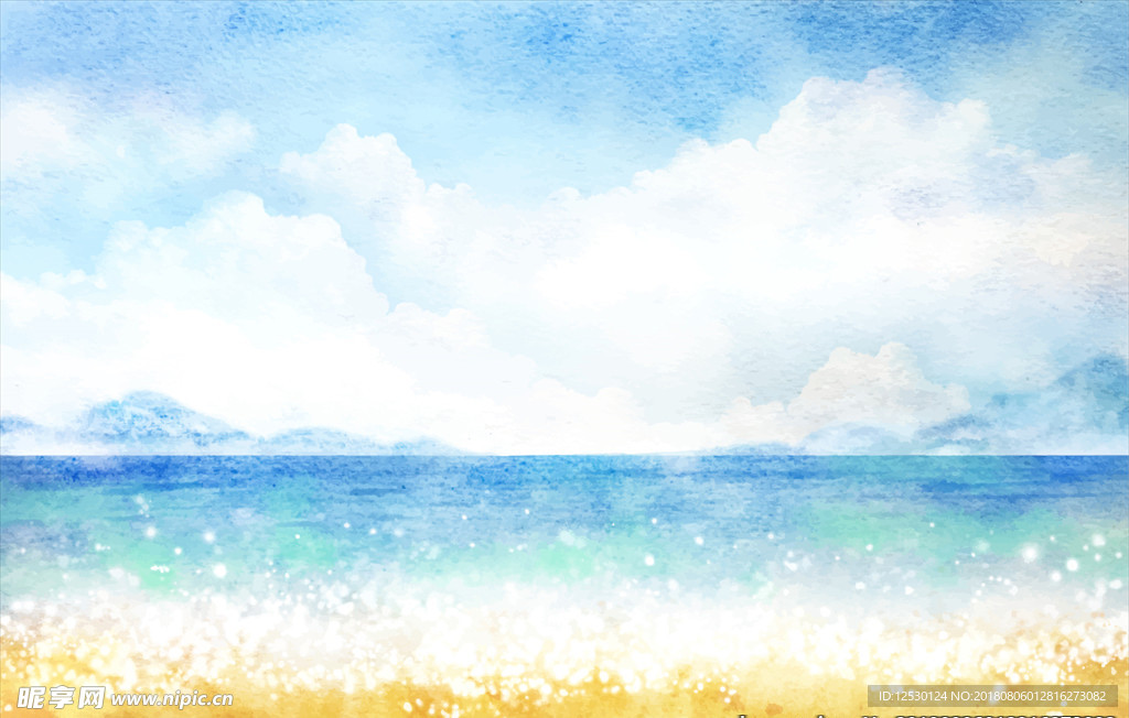 矢量大海蓝天沙滩海滩背景