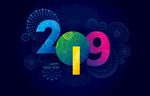 2019新年快乐花纹字体设计