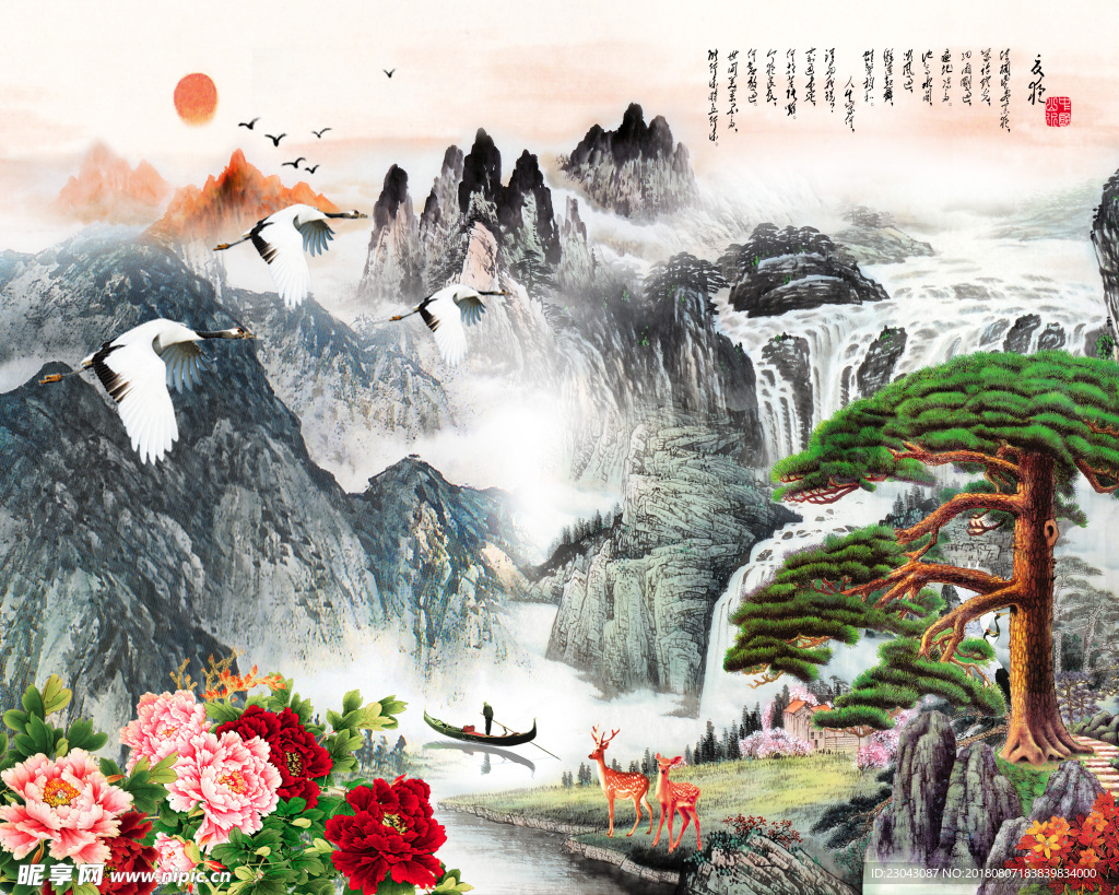 新中式背景墙