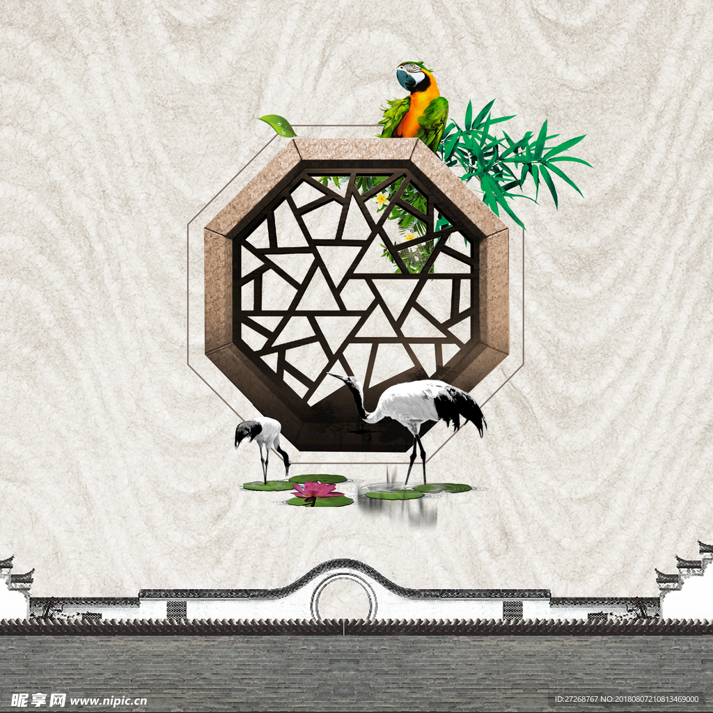 新中式装饰画晶瓷画
