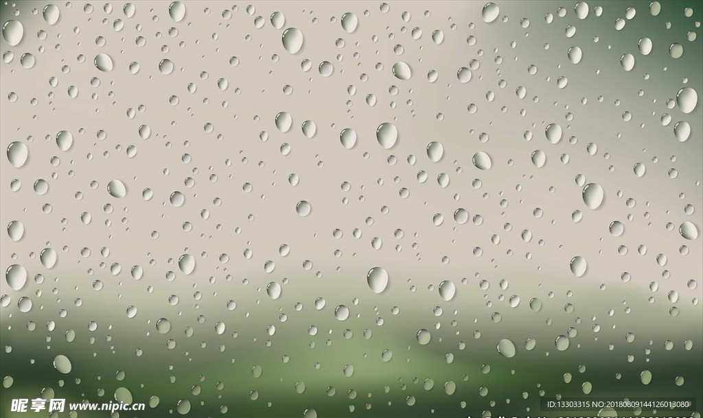 雨滴与透明的玻璃