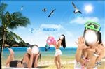 人物 海滩  海鸟  椰子树
