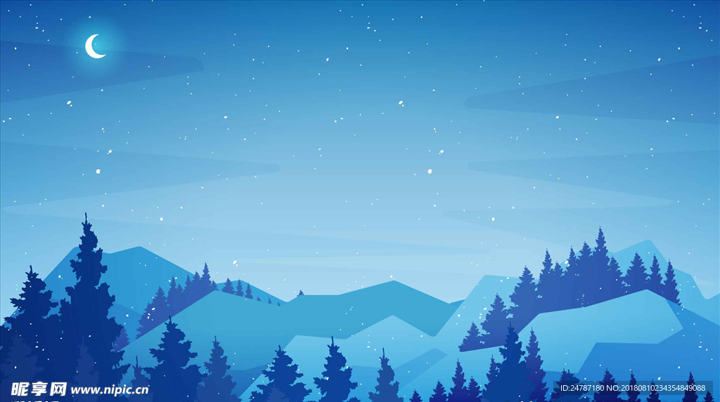卡通森林夜晚背景