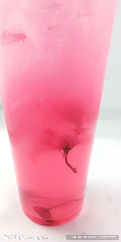 樱花饮品樱花在杯子中漂浮