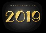 2019黄金色立体文字新年快乐