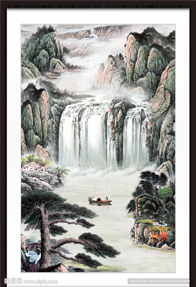 竖幅国画山水
