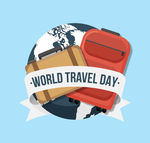 创意世界旅游日地球和行李箱矢量