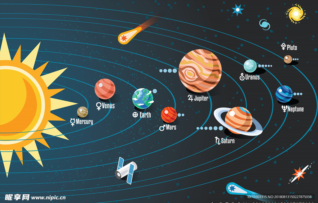 太阳系行星矢量素材
