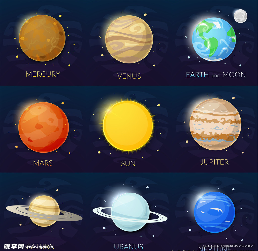 太阳系行星矢量素材