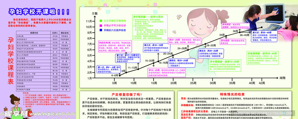 孕妇学校 孕妇课堂 四折页