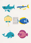 卡通海洋生物