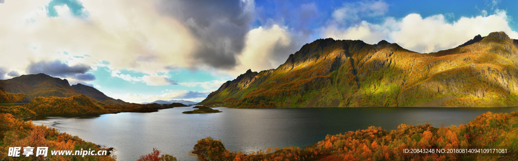 高山 湖 全景图