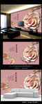家和富贵浮雕花卉电视背景墙