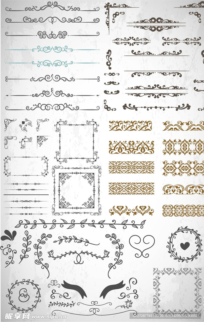 多款欧式花纹花边边框矢量素材