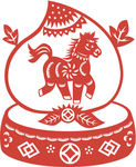 新年新春仙桃图案剪纸