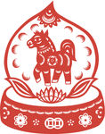 新年新春莲花仙桃剪纸图案