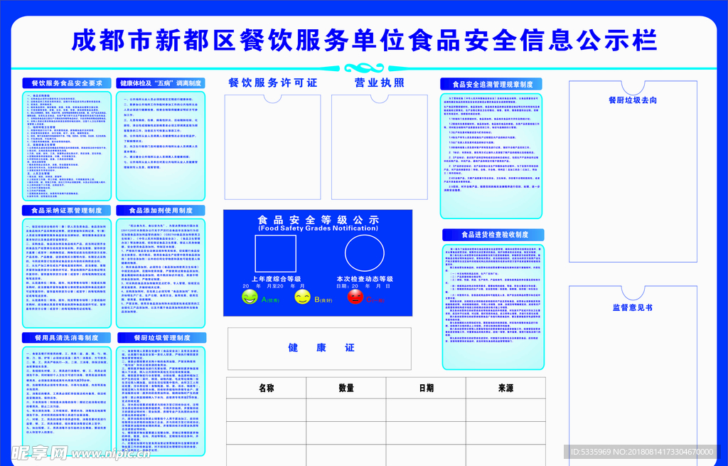 餐饮公示栏