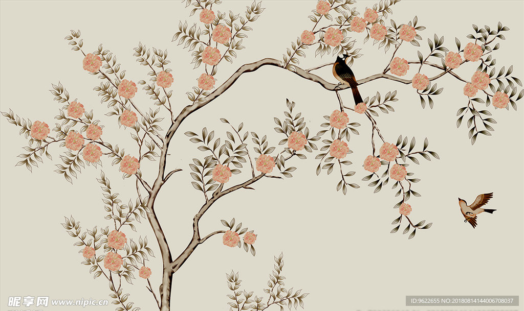 花鸟电视背景墙