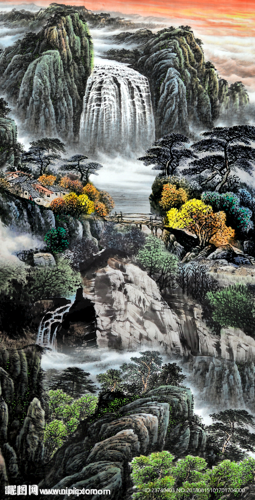 山水国画玄关