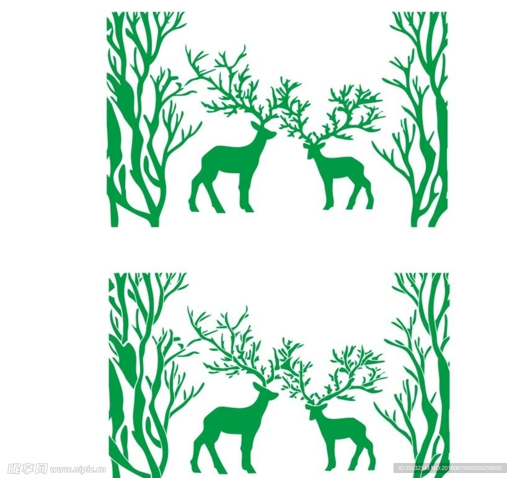 北欧麋鹿 矢量图 墙艺 镂印