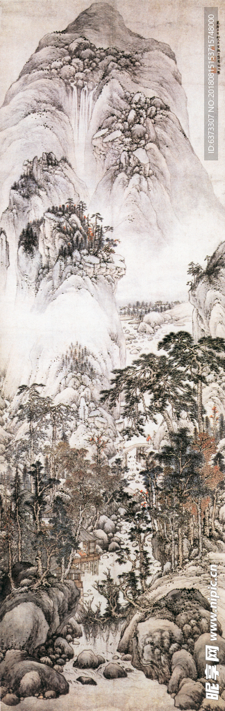 山水 玄关 背景 彩色 中国风
